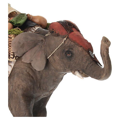 Elefant mit Last, für 13 cm Krippe von Angela Tripi, Terrakotta 2