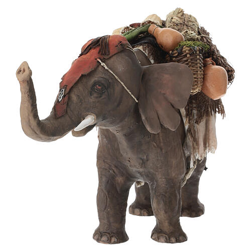 Elefant mit Last, für 13 cm Krippe von Angela Tripi, Terrakotta 3