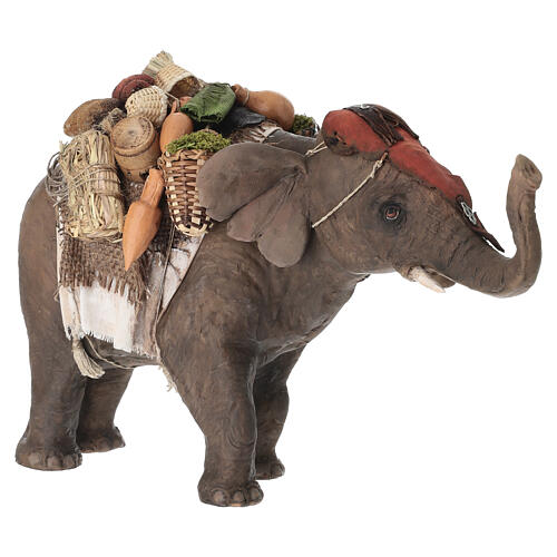 Elefant mit Last, für 13 cm Krippe von Angela Tripi, Terrakotta 5