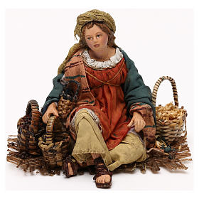 Getreideverkäuferin, für 13 cm Krippe von Angela Tripi, Terrakotta