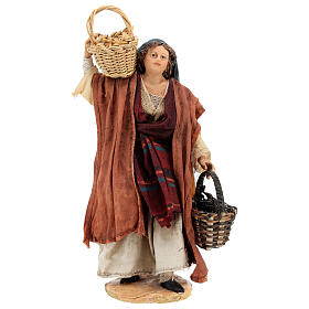 Nativity scene figurine, woman with seeds baskets, 13 cm made by Angela Tripi