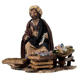 Nativity scene figurine, fish seller 13 cm made by Angela Tripi