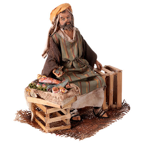 Nativity scene figurine, fish seller 13 cm made by Angela Tripi 3