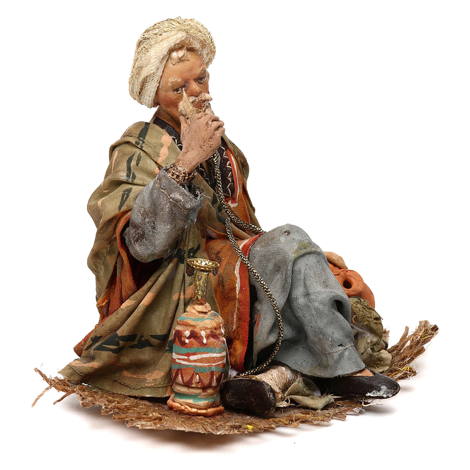 Pastore che fuma il narghilè 13 cm presepe Angela Tripi vendita