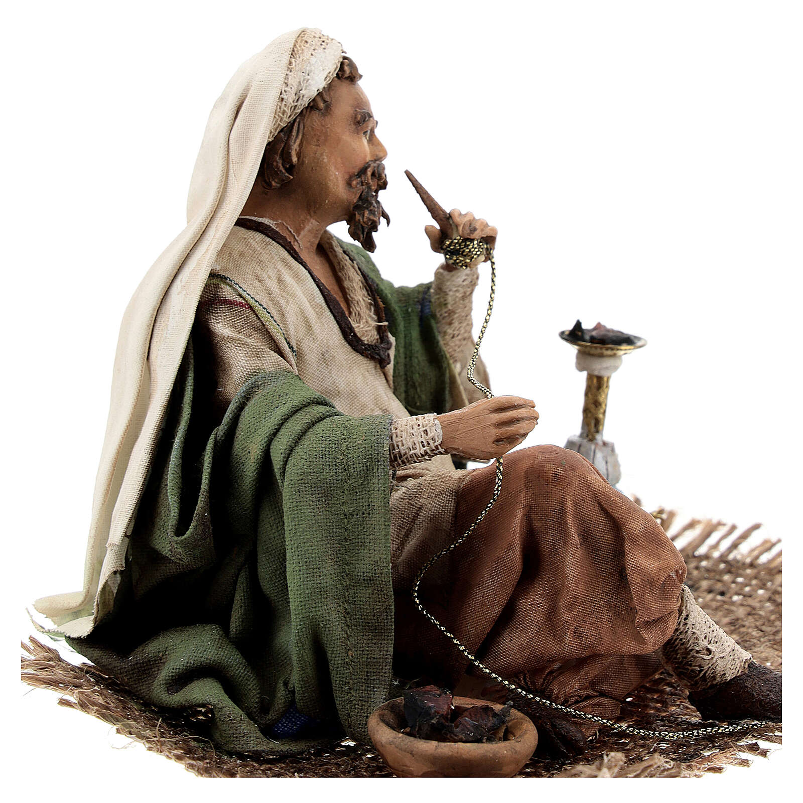 Pastore che fuma il narghilè 13 cm presepe Angela Tripi vendita