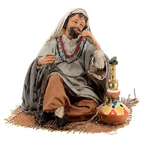 Pastore che fuma il narghilè 13 cm presepe Angela Tripi