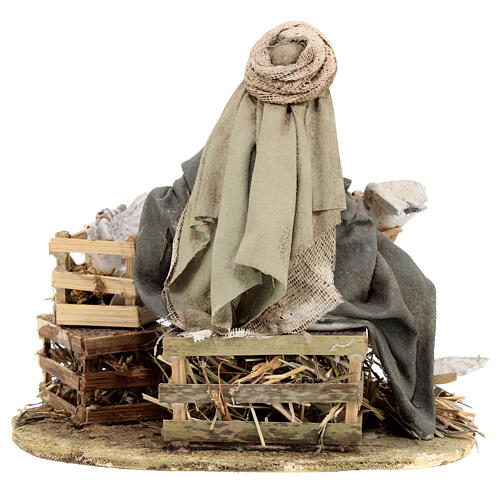 Sitting man with doves 13cm, Nativity Scene by Angela Tripi 5