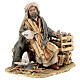 Sitting man with doves 13cm, Nativity Scene by Angela Tripi s4