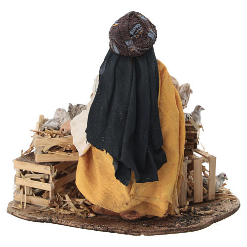 Pasteur assis avec colombes 13 cm crèche Angela Tripi 5