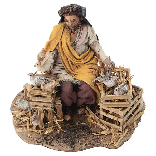 Pastore seduto con colombe 13 cm presepe Angela Tripi 6