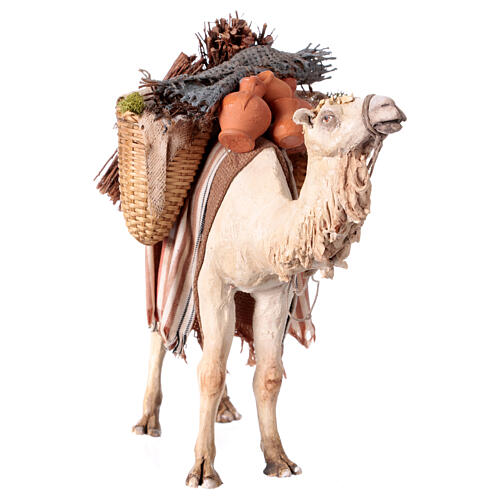 Stehendes Kamel mit Last, für 13 cm Krippe von Angela Tripi, Terrakotta 3
