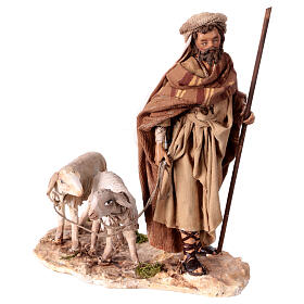 Hirte mit zwei Schafen, für 13 cm Krippe von Angela Tripi, Terrakotta
