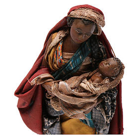 Black woman with baby 13cm, Nativity Scene by Angela Tripi