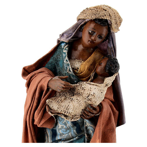 Black woman with baby 13cm, Nativity Scene by Angela Tripi 2