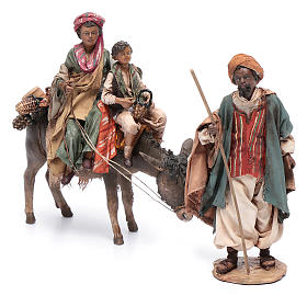 Krippenfiguren von Angela Tripi: Familie mit Esel und Kind 13cm Angela Tripi