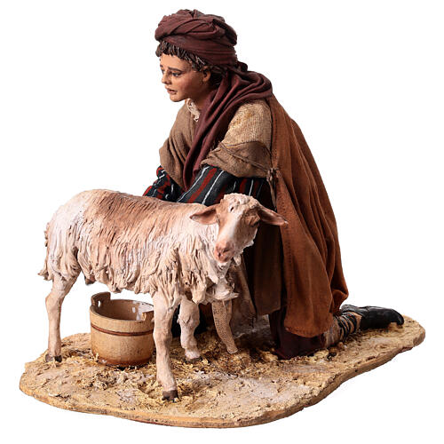 Man milking goat 30cm, Nativity Scene by Angela Tripi 3