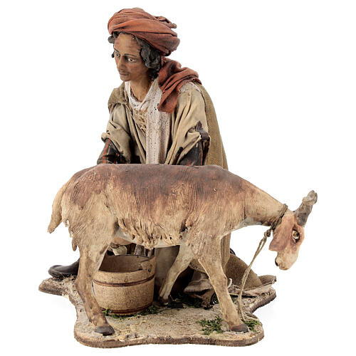 Man milking goat 30cm, Nativity Scene by Angela Tripi 3