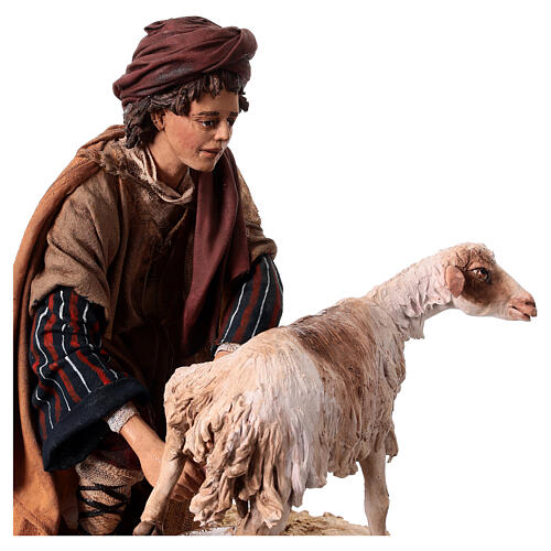 Man milking goat 30cm, Nativity Scene by Angela Tripi 4