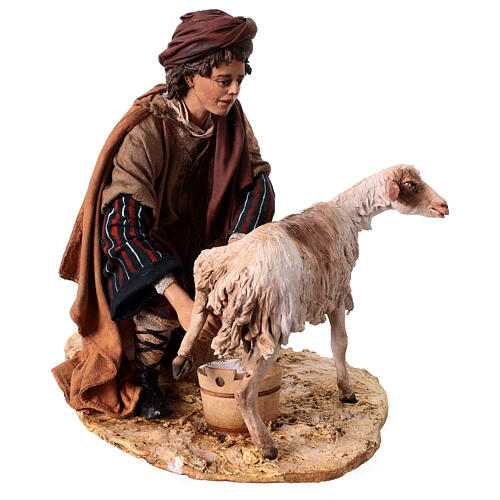 Man milking goat 30cm, Nativity Scene by Angela Tripi 5