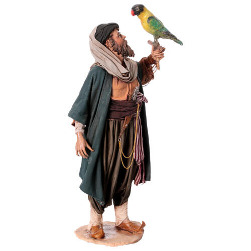 Nativity scene figurine, shepherd with parrot 30 cm, by Angela Tripi 3