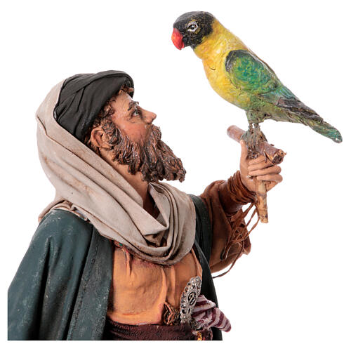 Nativity scene figurine, shepherd with parrot 30 cm, by Angela Tripi 4