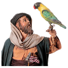 Pastore con pappagallo 30 cm presepe Angela Tripi
