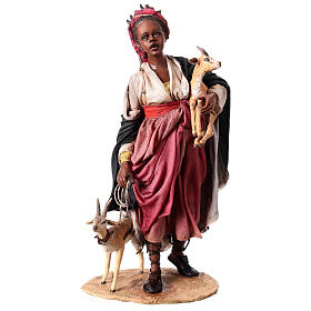 Nativity scene figurine, woman with antelope 30 cm made by Angela Tripi