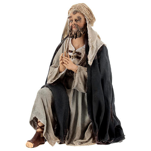 Saint Joseph à genoux 18 cm crèche Angela Tripi 3