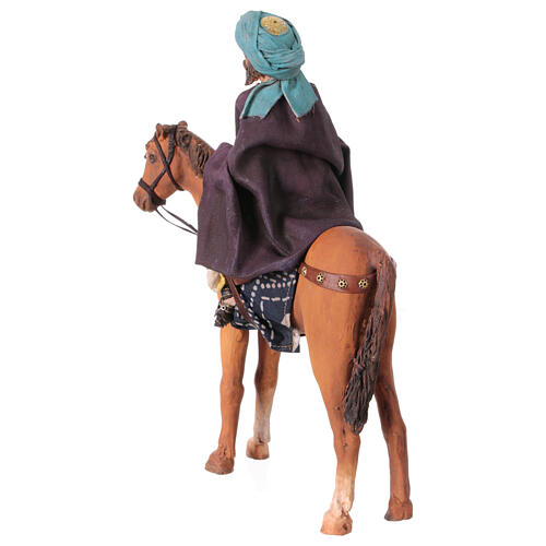 Heiliger König auf Pferd, für 13 cm Krippe von Angela Tripi, Terrakotta 7