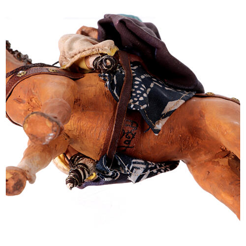 Heiliger König auf Pferd, für 13 cm Krippe von Angela Tripi, Terrakotta 8