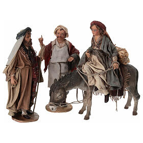 Joseph and pregnant Mary on donkey scene 13 cm Angela Tripi