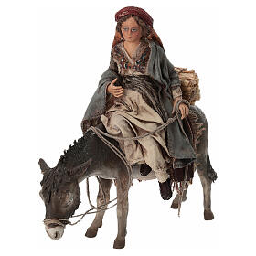 Joseph and pregnant Mary on donkey scene 13 cm Angela Tripi