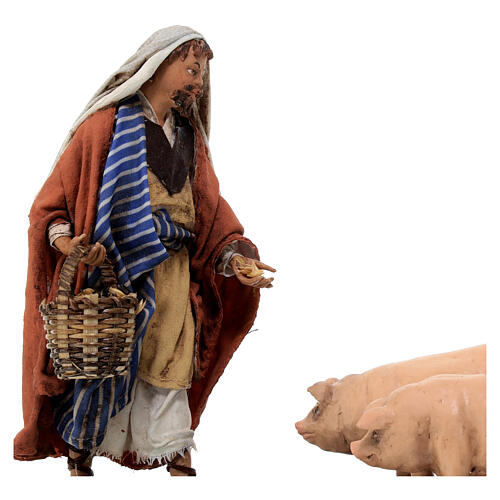 Hirte mit Schweinen, für 13 cm Krippe von Angela Tripi, Terrakotta 2