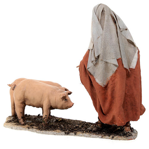 Hirte mit Schweinen, für 13 cm Krippe von Angela Tripi, Terrakotta 5