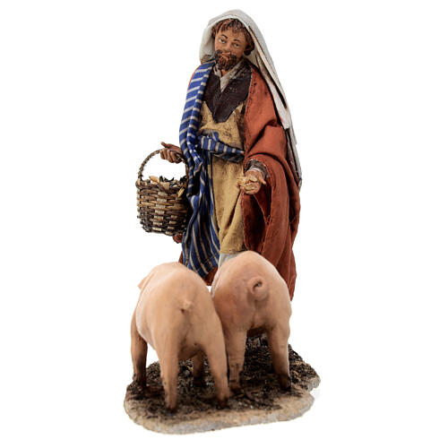Farmer with pigs 13 cm Angela Tripi Nativity Scene 4