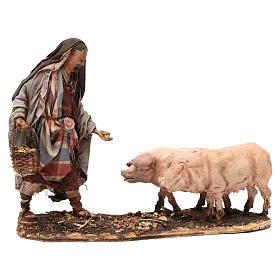 Farmer with pigs 13 cm, Angela Tripi Nativity Scene figurine