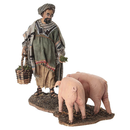 Farmer with pigs 13 cm, Angela Tripi Nativity Scene figurine 2
