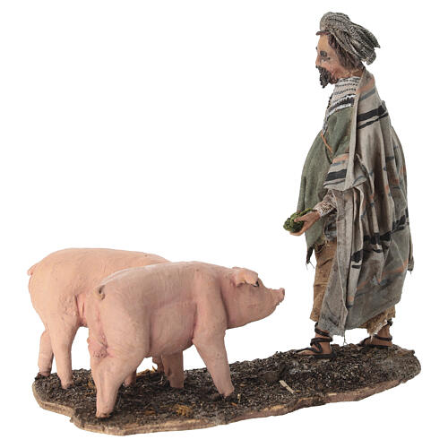 Farmer with pigs 13 cm, Angela Tripi Nativity Scene figurine 3