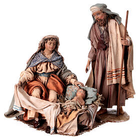 Heilige Familie, 3 Figuren, für 18 cm Krippe von Angela Tripi, Terrakotta