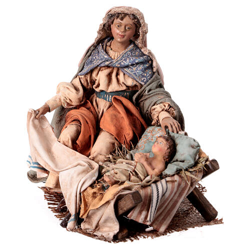 Heilige Familie, 3 Figuren, für 18 cm Krippe von Angela Tripi, Terrakotta 6