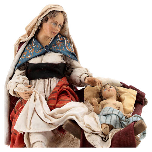 Heilige Familie, sitzende Maria und stehender Josef, für 18 cm Krippe von Angela Tripi, Terrakotta 2