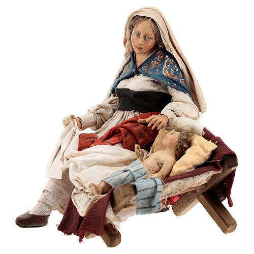 Heilige Familie, sitzende Maria und stehender Josef, für 18 cm Krippe von Angela Tripi, Terrakotta 5