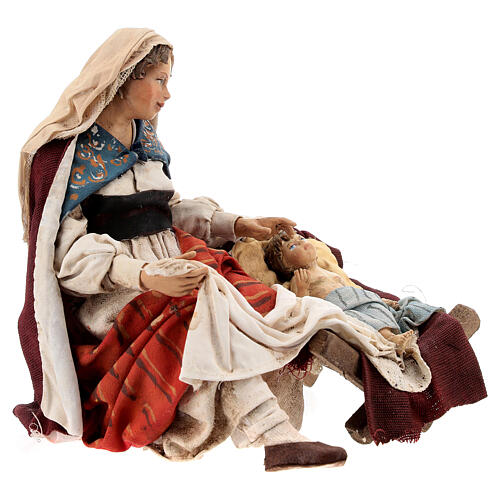Heilige Familie, sitzende Maria und stehender Josef, für 18 cm Krippe von Angela Tripi, Terrakotta 7