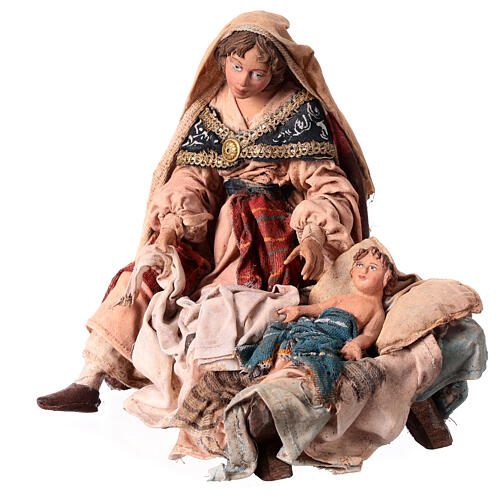 Heilige Familie, sitzende Maria und stehender Josef, für 18 cm Krippe von Angela Tripi, Terrakotta 2