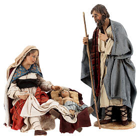 Natividade com Virgem Maria sentada e São Jose em pé 18 cm Angela Tripi