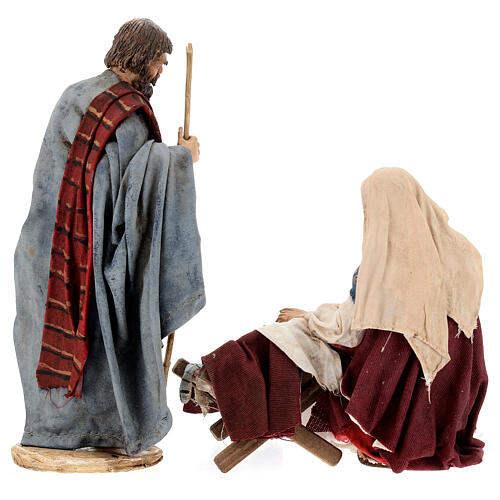 Natividade com Virgem Maria sentada e São Jose em pé 18 cm Angela Tripi 9