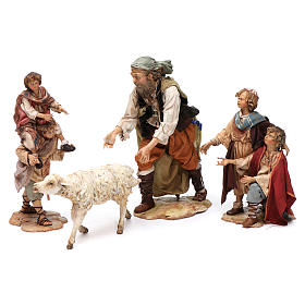 Pesebre Angela Tripi: Escena pastor con oveja y niños belén 18 cm Angela Tripi