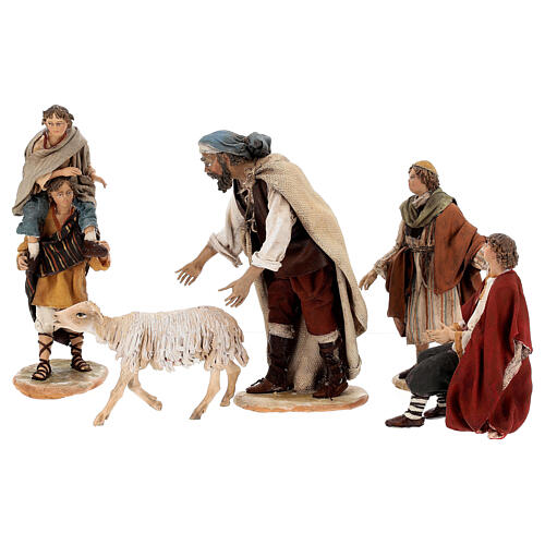 Scena pastore con pecora e bambini presepe 18 cm Angela Tripi 1