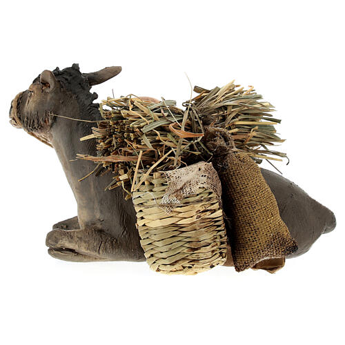 Lying donkey with baskets by Angela Tripi 18 cm 5