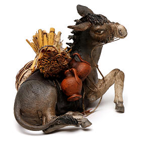 Krippenfiguren von Angela Tripi: Liegender Esel mit Last für 18 cm Krippe von Angela Tripi